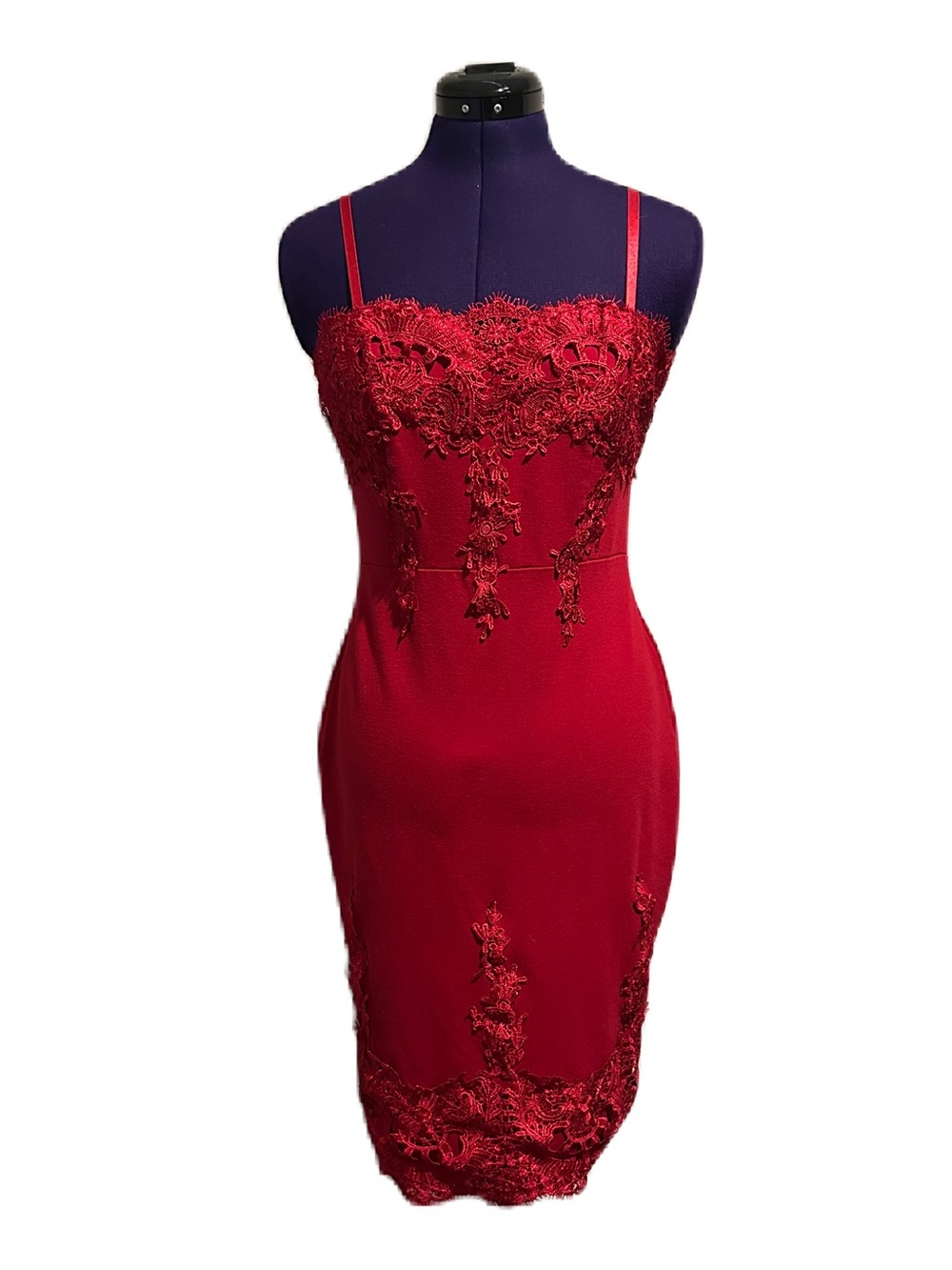 Haute Monde Red Lace Bodycon Mini Dress
